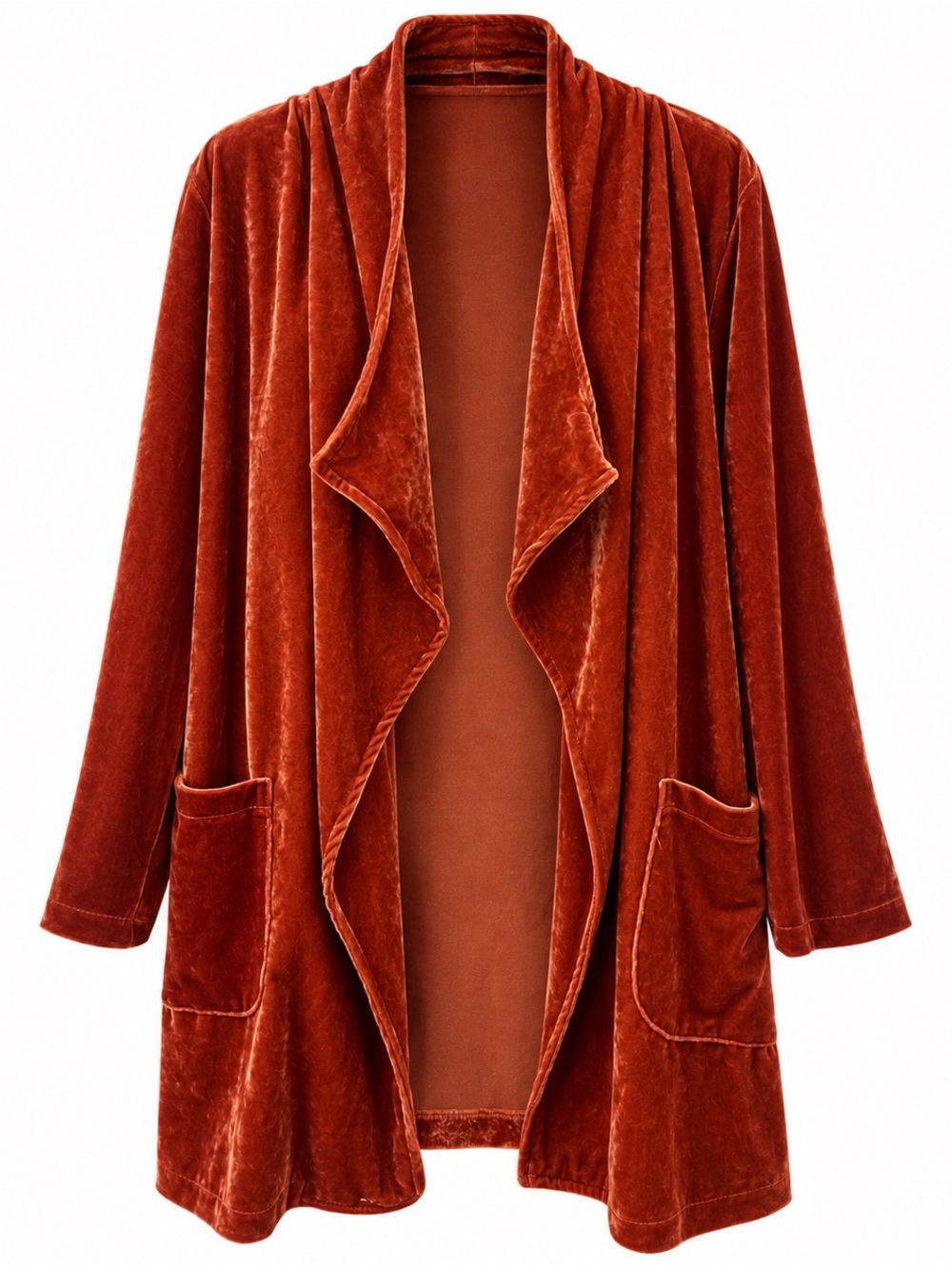 🖤 A Little Witchy Luxurious Rust Velvet Waterfall Cardigan/Robe | Medium